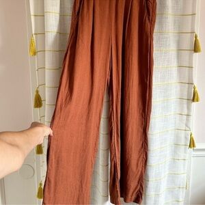 Abercrombie & Fitch Wide Leg Linen Blend Pants